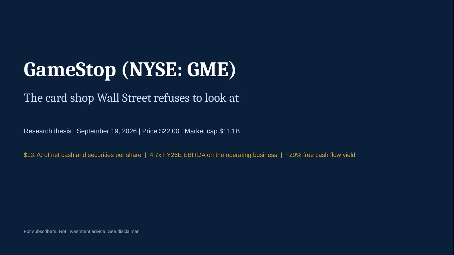 Slide 1: GameStop (NYSE: GME): the card shop Wall Street refuses to look at